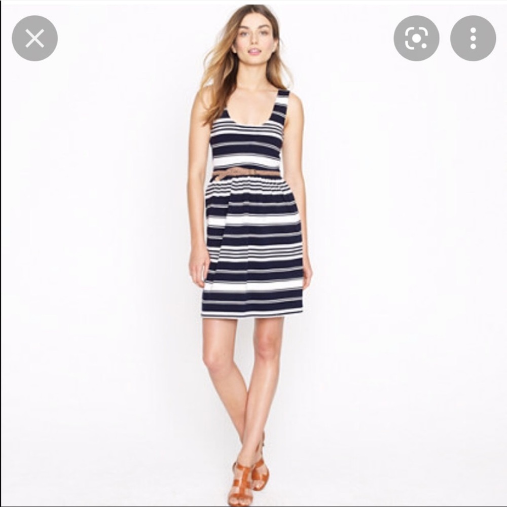 J. Crew Navy & White Striped Button Back Dress